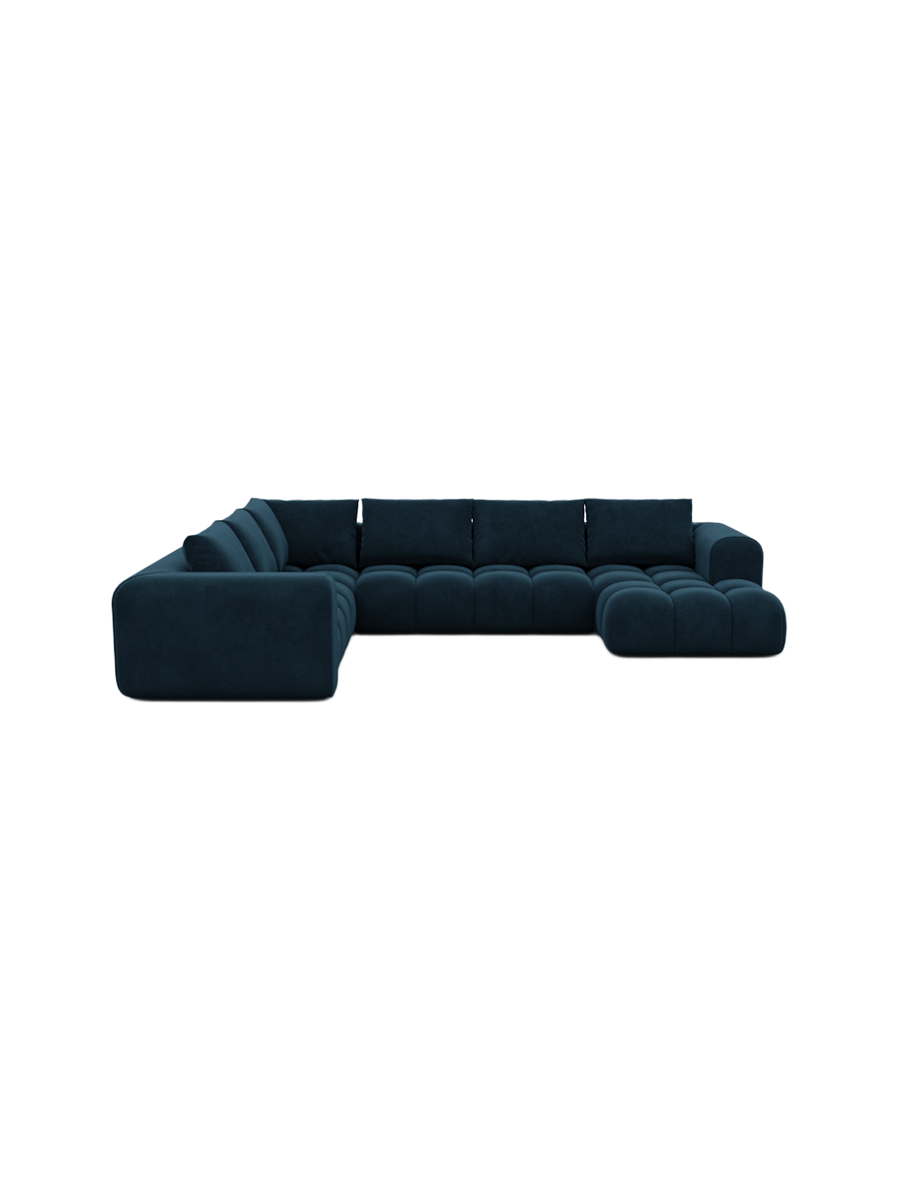 
7-Sitzer Design Panorama-Sofa „Velina XXL“ mit Samtbezug - Samtbezug Königsblau / Lange Seite links