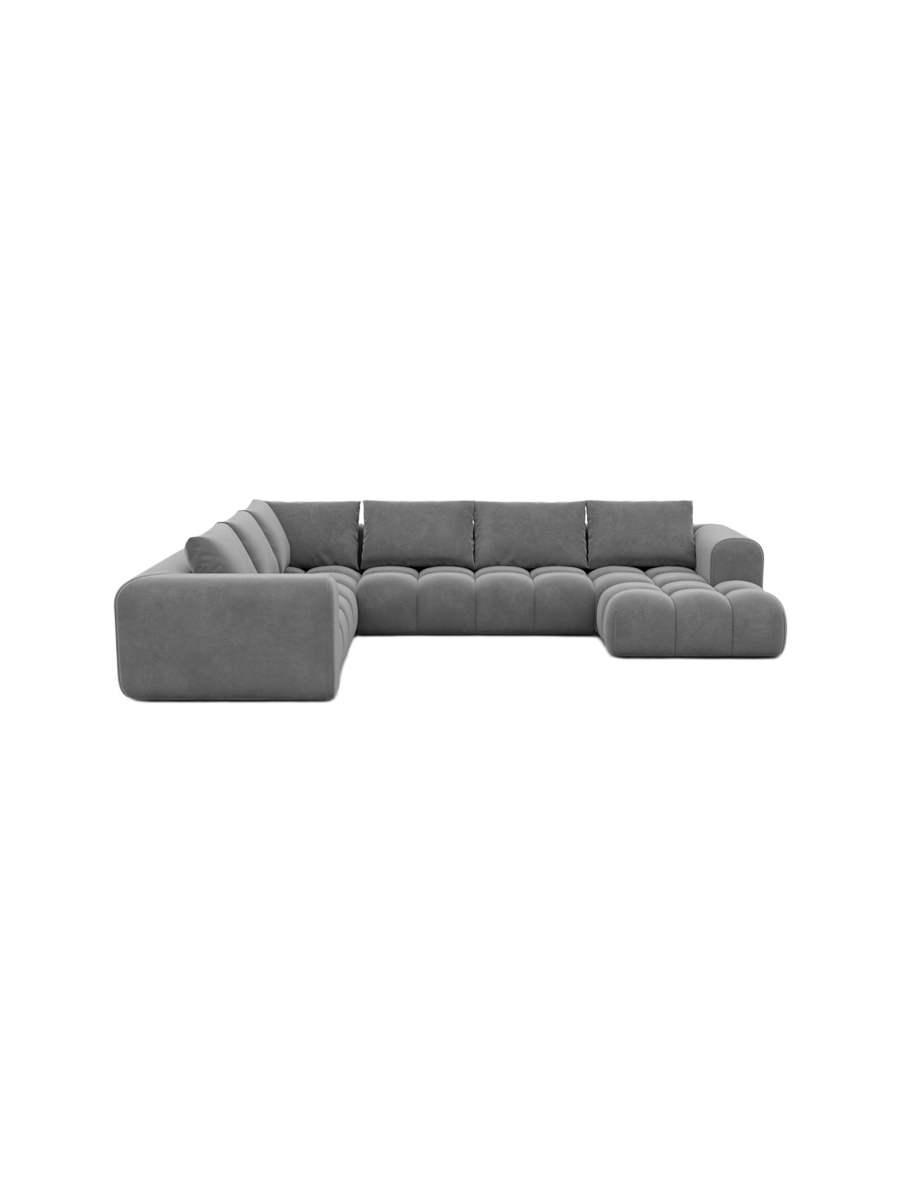 
7-Sitzer Design Panorama-Sofa „Velina XXL“ mit Samtbezug - Samtbezug Königsblau / Lange Seite links