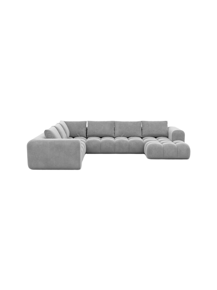 
7-Sitzer Design Panorama-Sofa „Velina XXL“ mit Samtbezug - Samtbezug Königsblau / Lange Seite links