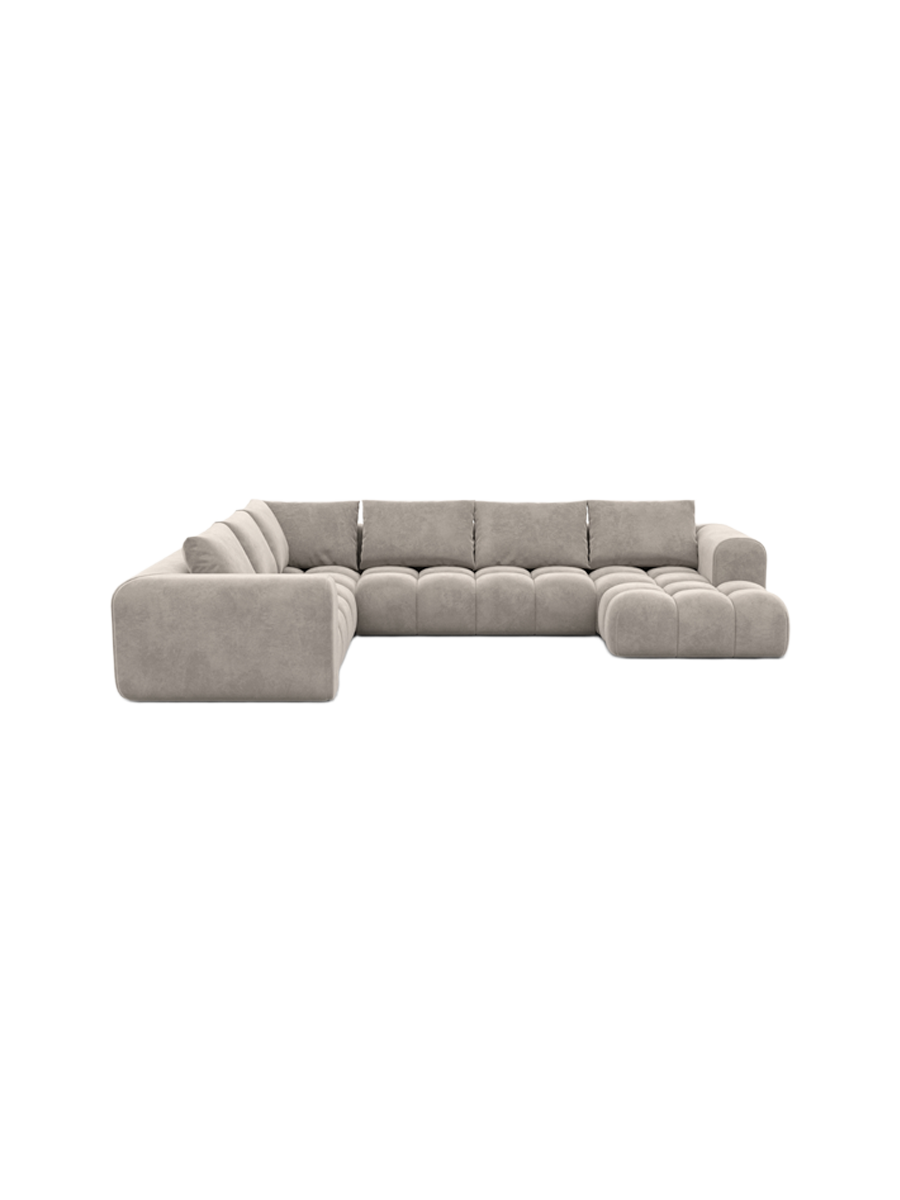 
7-Sitzer Design Panorama-Sofa „Velina XXL“ mit Samtbezug - Samtbezug Königsblau / Lange Seite links