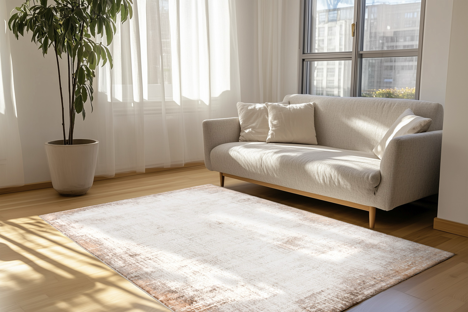 
Hochwertiger Designer Teppich „LYON 501“, Taupe - 80 x 150 cm