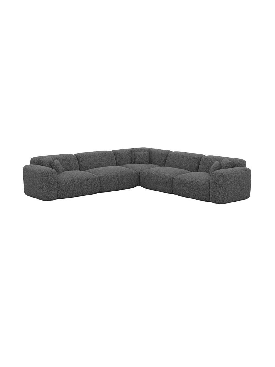 
5-Sitzer Design Ecksofa „Aras“ mit Bouclé-Bezug - Bouclé Graphit