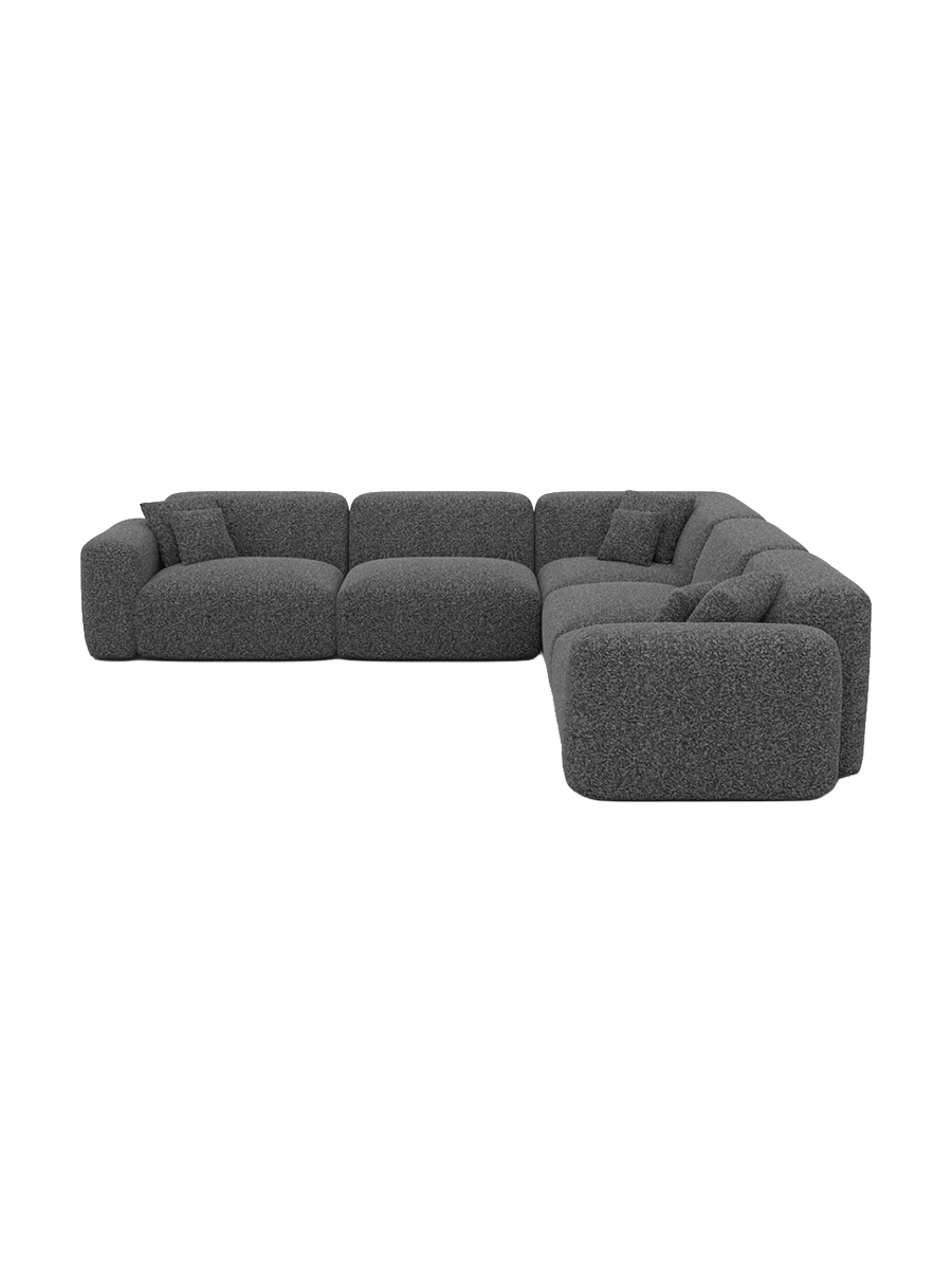 
5-Sitzer Design Ecksofa „Aras“ mit Bouclé-Bezug - Bouclé Graphit