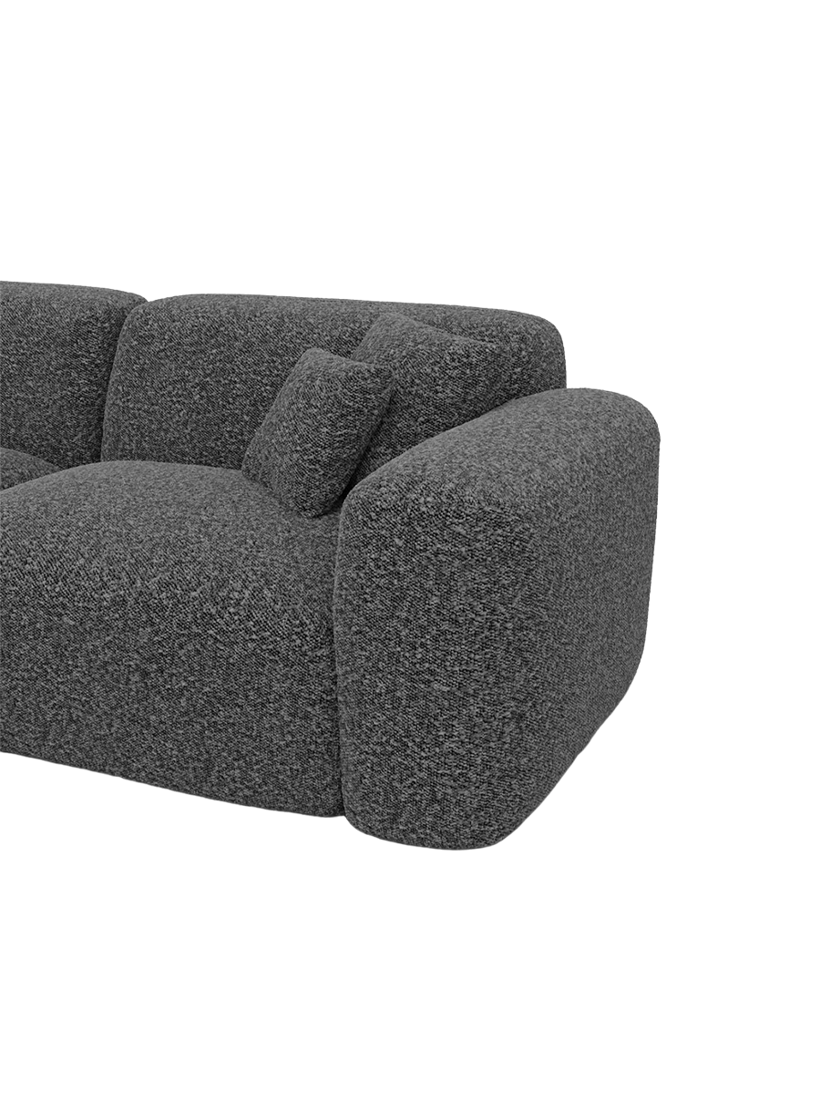 
Canapé d’angle design 5 places « Aras » avec revêtement bouclé - Bouclé Graphit