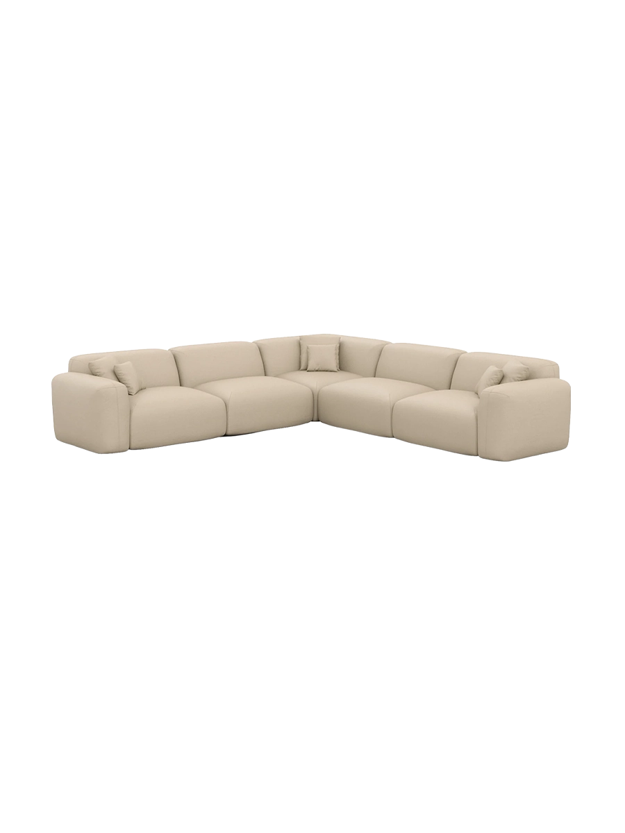 
5-Sitzer Design Echtleder Ecksofa „Aras“ - Echtleder Beige