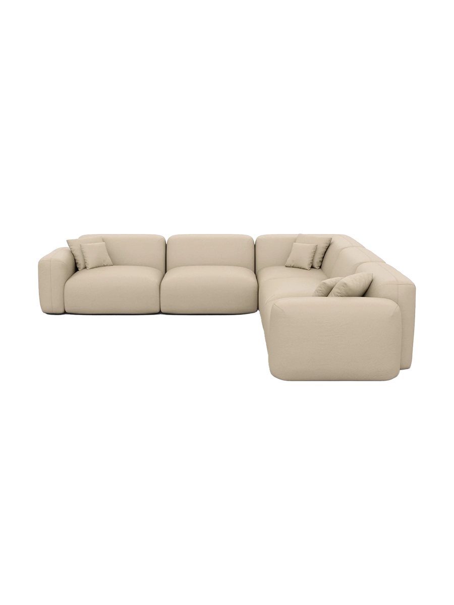 
5-Sitzer Design Echtleder Ecksofa „Aras“ - Echtleder Beige