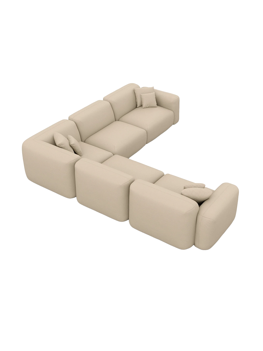 
5-Sitzer Design Echtleder Ecksofa „Aras“ - Echtleder Beige