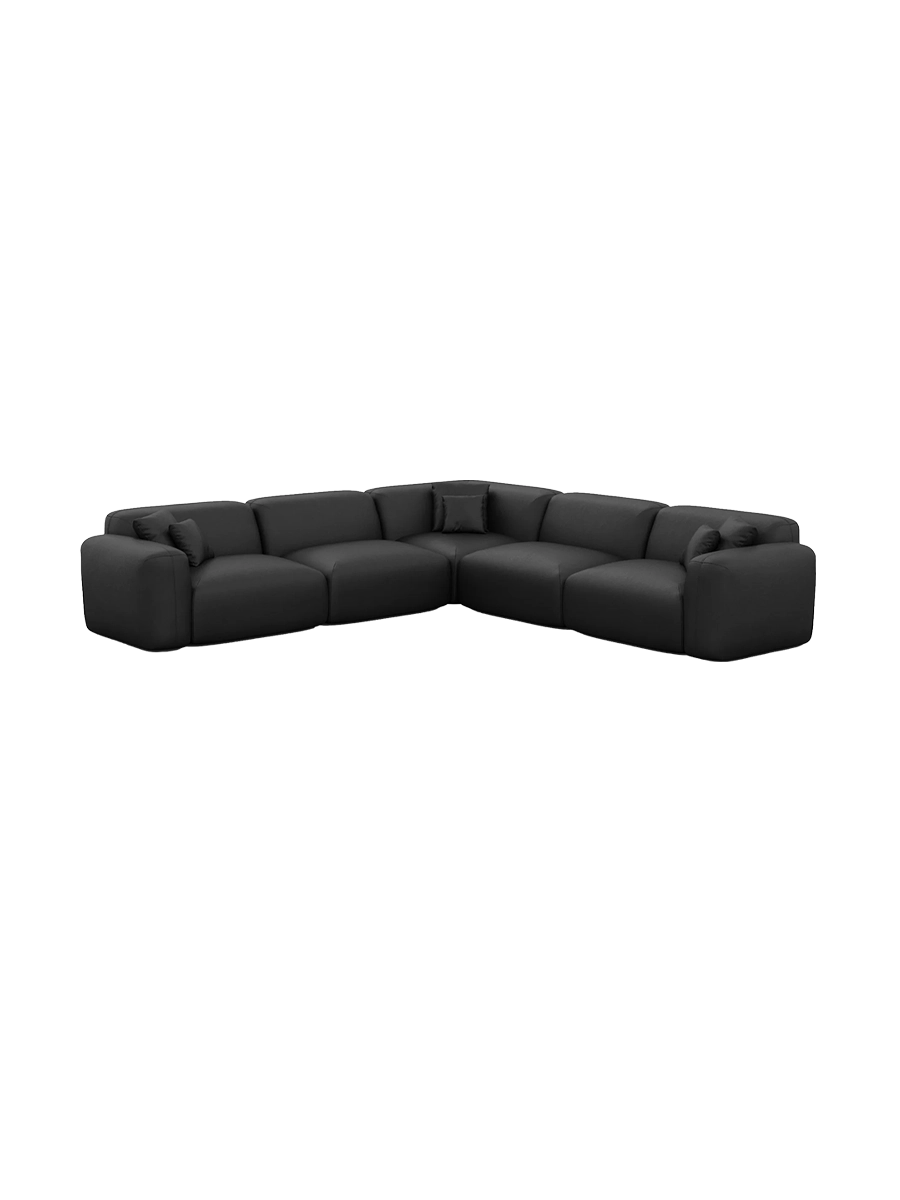 
5-Sitzer Design Echtleder Ecksofa „Aras“ - Echtleder Beige