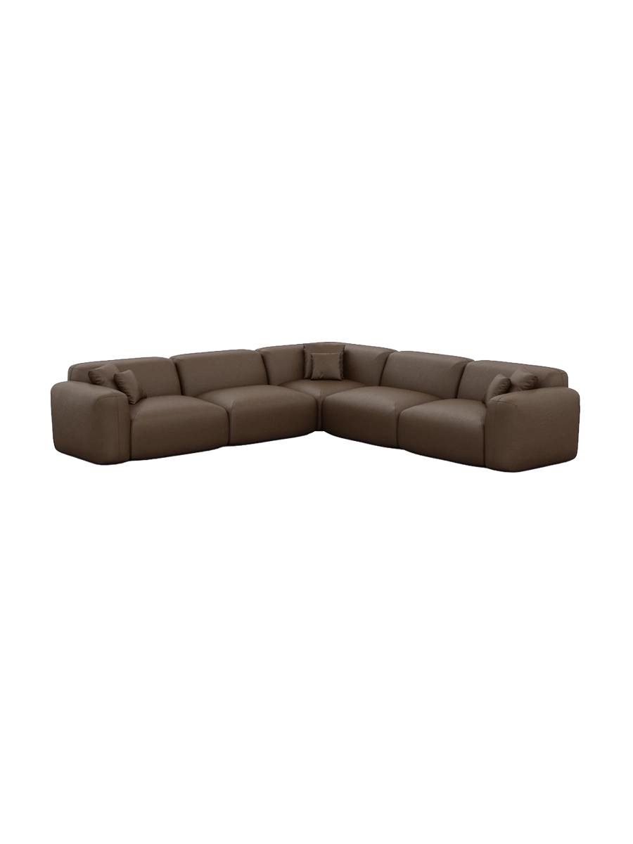 
5-Sitzer Design Echtleder Ecksofa „Aras“ - Echtleder Beige