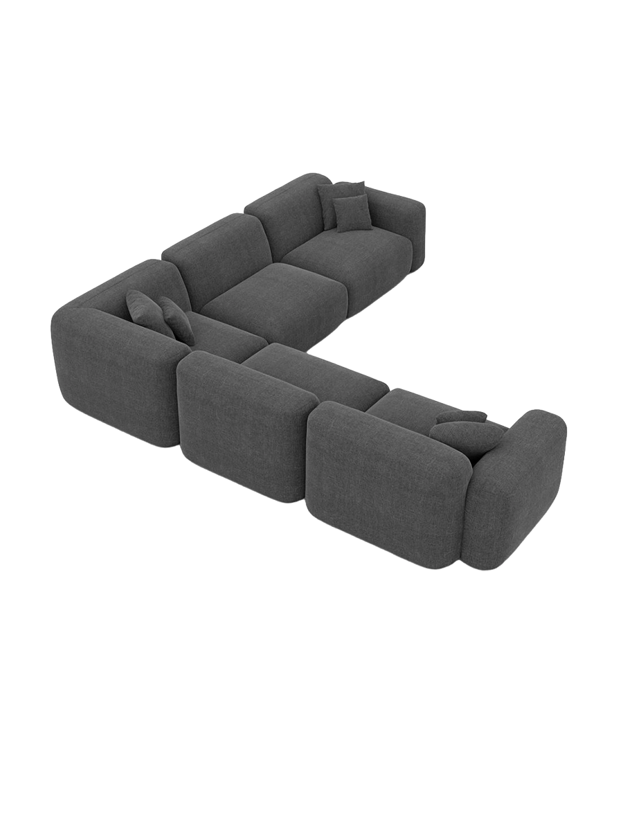 
5-Sitzer Design Ecksofas „Aras“ mit Strukturstoff-Bezug - Strukturstoff Anthrazit