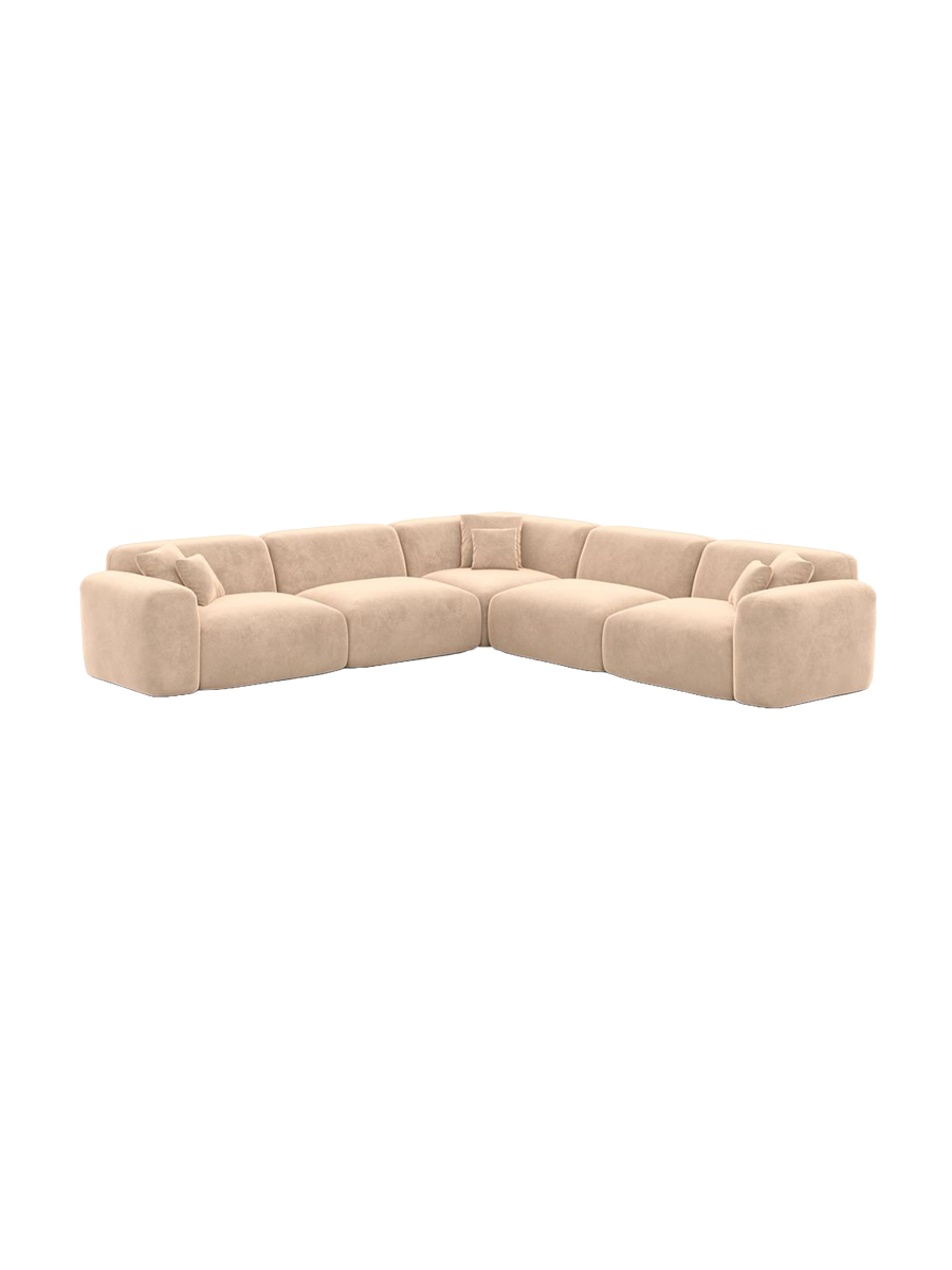 
5-Sitzer Design Ecksofa „Aras“ mit Samtbezug - Samtbezug Beige