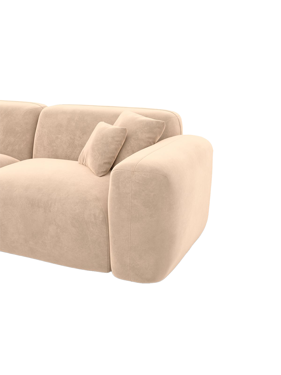 
5-Sitzer Design Ecksofa „Aras“ mit Samtbezug - Samtbezug Beige