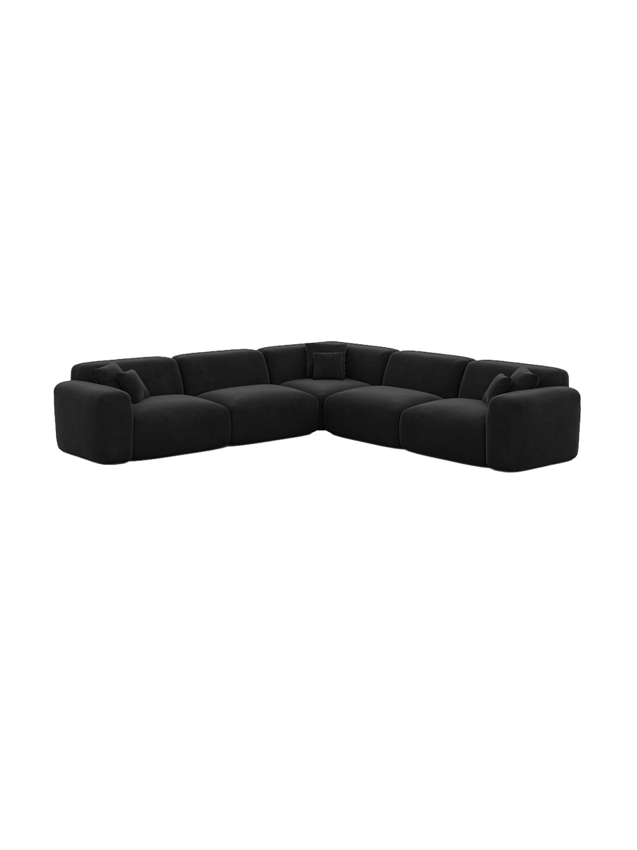 
5-Sitzer Design Ecksofa „Aras“ mit Samtbezug - Samtbezug Beige