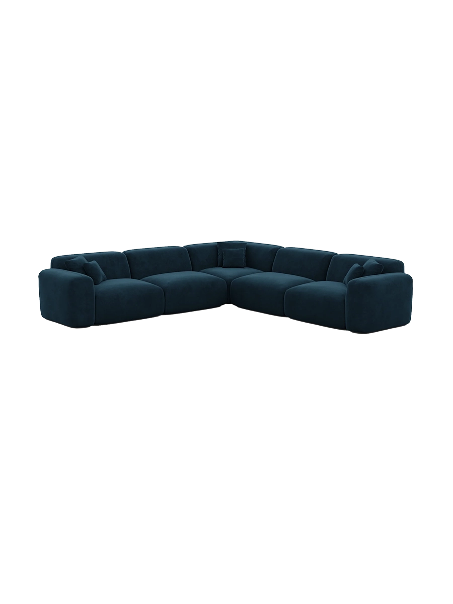 
5-Sitzer Design Ecksofa „Aras“ mit Samtbezug - Samtbezug Beige