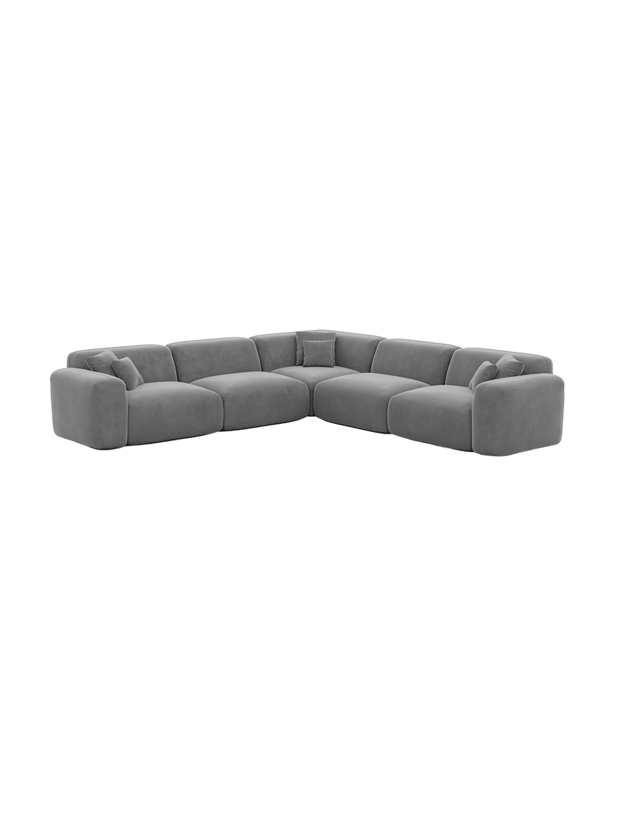 
5-Sitzer Design Ecksofa „Aras“ mit Samtbezug - Samtbezug Beige