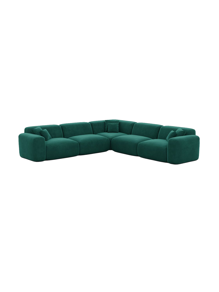 
5-Sitzer Design Ecksofa „Aras“ mit Samtbezug - Samtbezug Beige