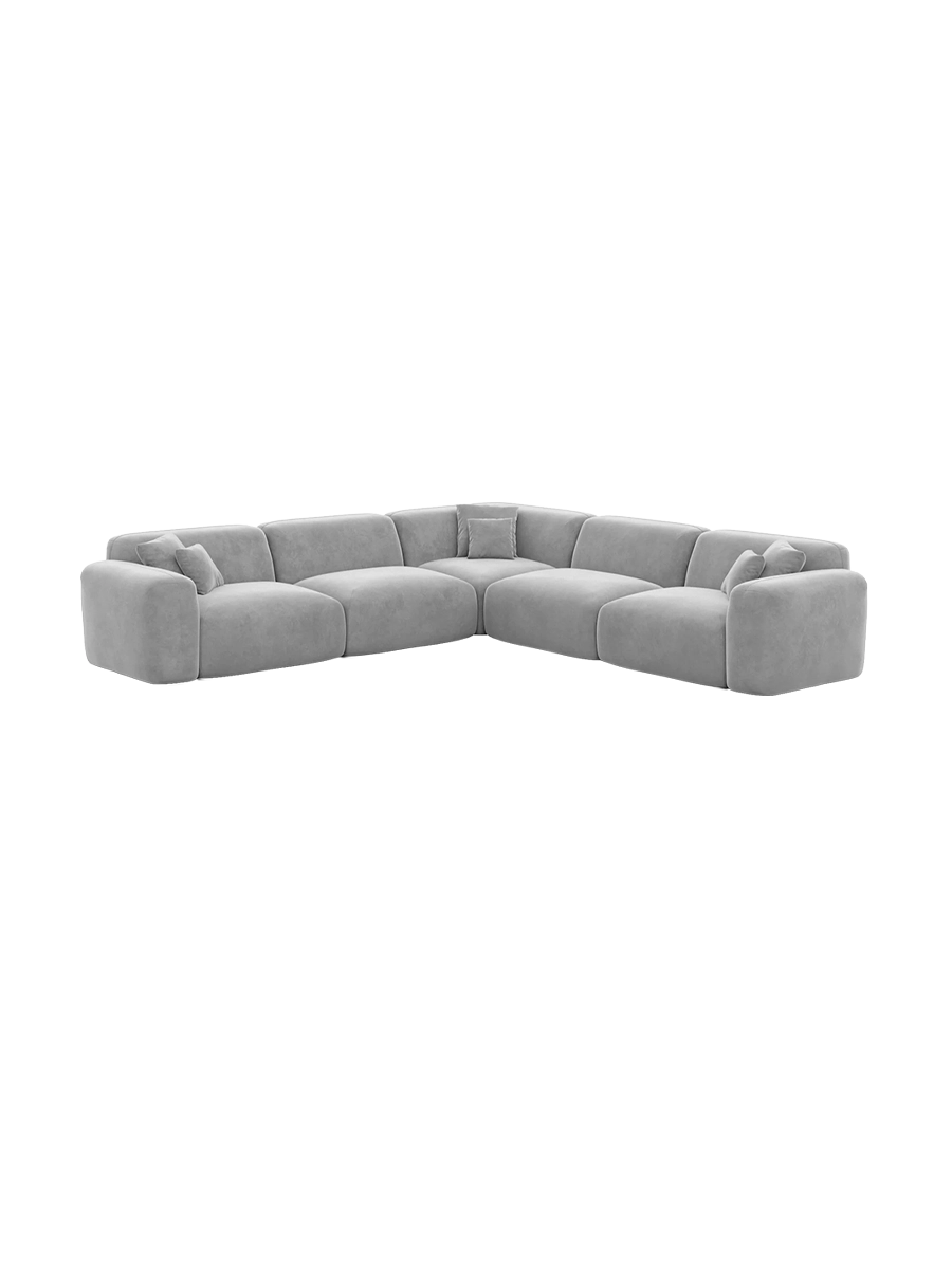 
5-Sitzer Design Ecksofa „Aras“ mit Samtbezug - Samtbezug Beige