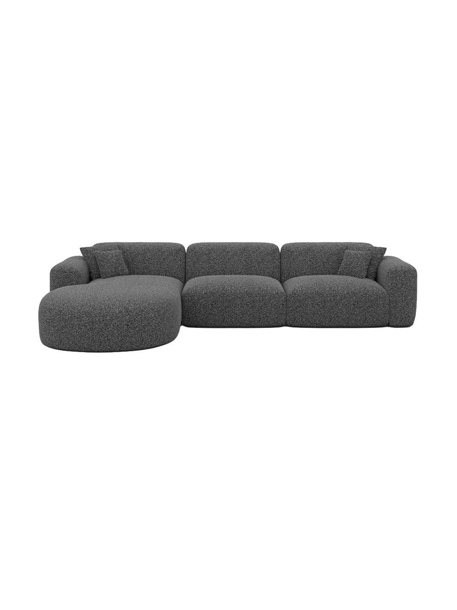 
4-Sitzer Design Ecksofa „Aras“ mit Bouclé-Bezug - Bouclé Graphit / Eckteil links
