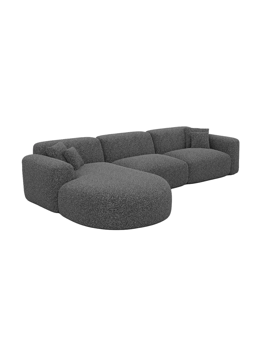 
4-Sitzer Design Ecksofa „Aras“ mit Bouclé-Bezug - Bouclé Graphit / Eckteil links