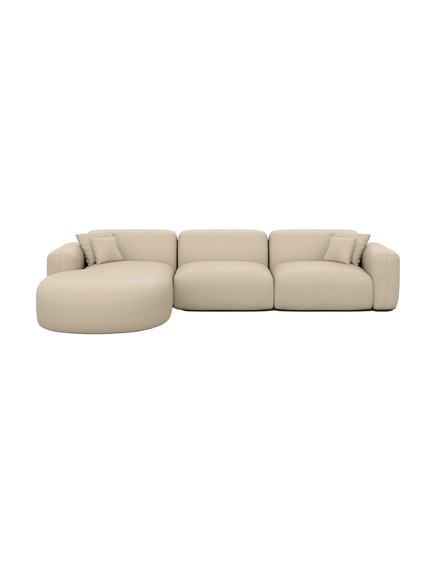 
4-Sitzer Design Echtleder Ecksofa „Aras“ - Echtleder Beige / Eckteil links