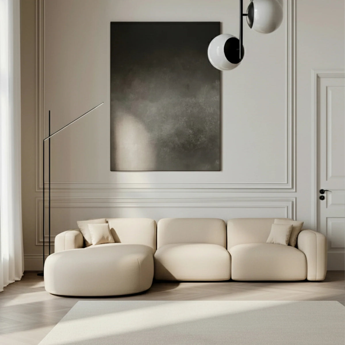 
4-Sitzer Design Echtleder Ecksofa „Aras“ - Echtleder Beige / Eckteil links