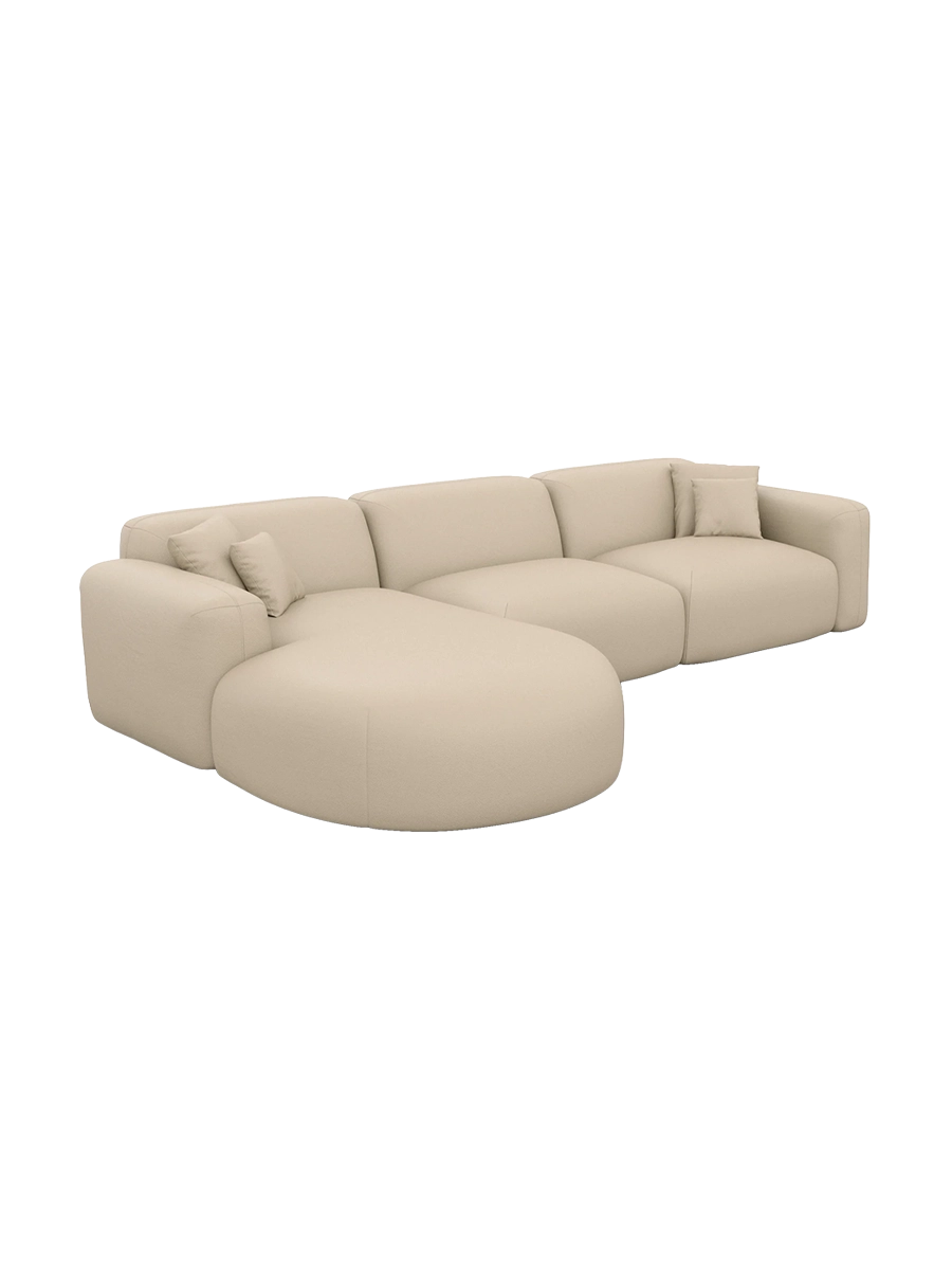 
4-Sitzer Design Echtleder Ecksofa „Aras“ - Echtleder Beige / Eckteil links