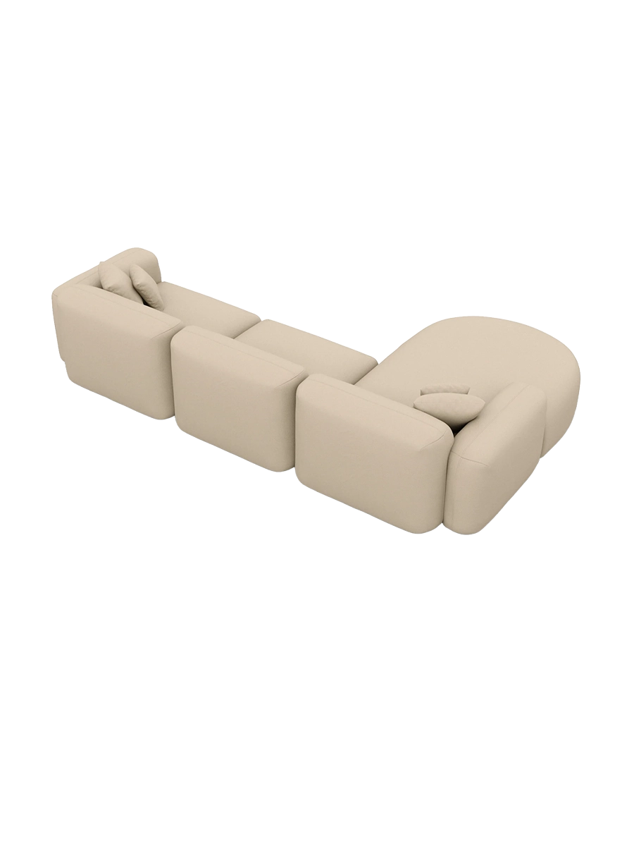 
4-Sitzer Design Echtleder Ecksofa „Aras“ - Echtleder Beige / Eckteil links