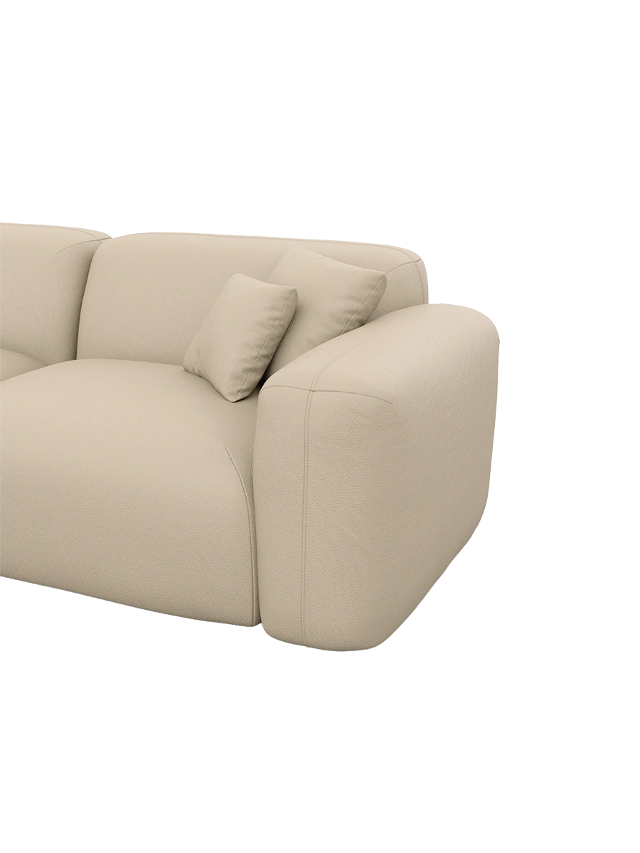 
4-Sitzer Design Echtleder Ecksofa „Aras“ - Echtleder Beige / Eckteil links