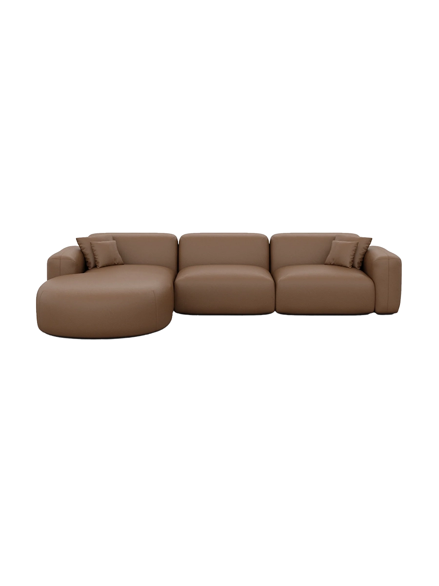 
4-Sitzer Design Echtleder Ecksofa „Aras“ - Echtleder Beige / Eckteil links