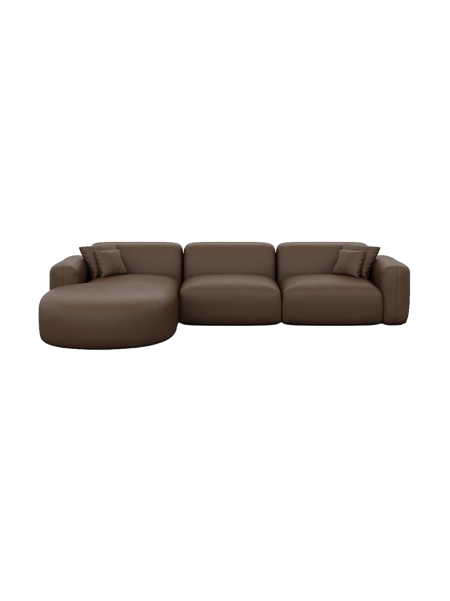 
4-Sitzer Design Echtleder Ecksofa „Aras“ - Echtleder Beige / Eckteil links