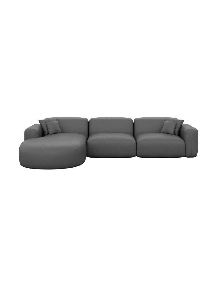 
4-Sitzer Design Echtleder Ecksofa „Aras“ - Echtleder Beige / Eckteil links