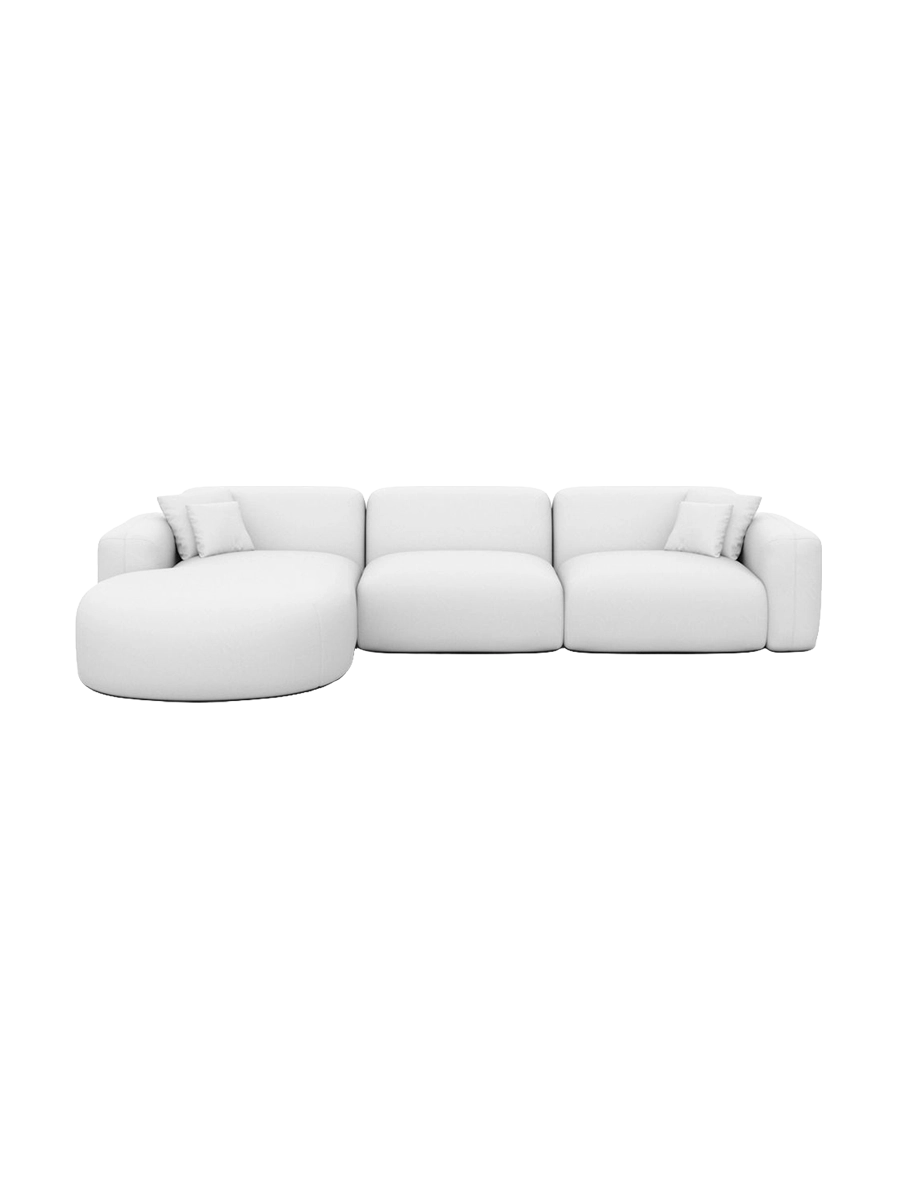 
4-Sitzer Design Echtleder Ecksofa „Aras“ - Echtleder Beige / Eckteil links