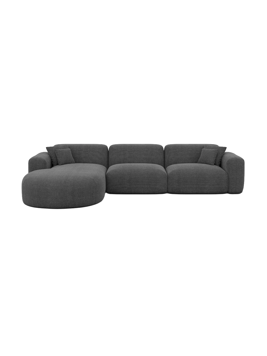 
4-Sitzer Design Ecksofas „Aras“ mit Strukturstoff-Bezug - Strukturstoff Anthrazit / Eckteil links