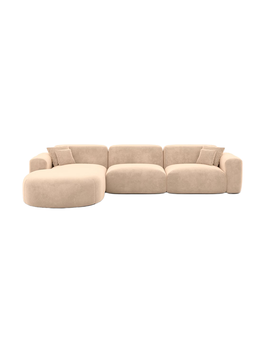 
4-Sitzer Design Ecksofa „Aras“ mit Samtbezug - Samtbezug Beige / Eckteil links