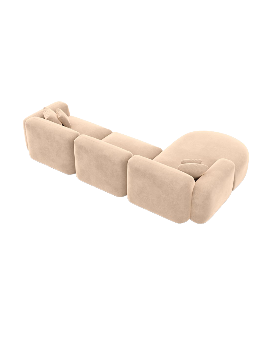 
4-Sitzer Design Ecksofa „Aras“ mit Samtbezug - Samtbezug Beige / Eckteil links