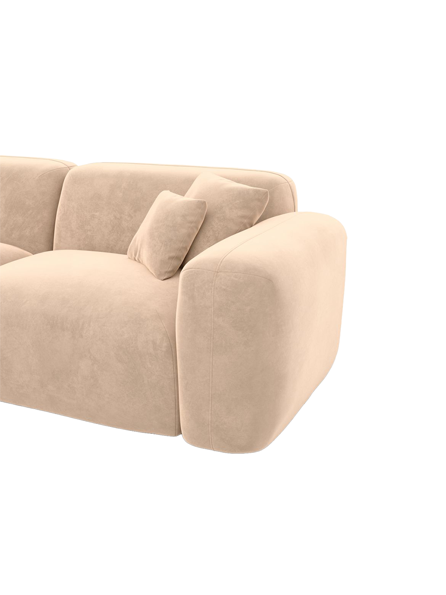 
4-Sitzer Design Ecksofa „Aras“ mit Samtbezug - Samtbezug Beige / Eckteil links