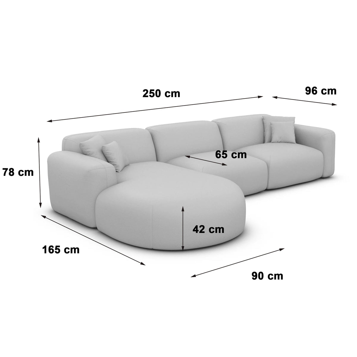 
4-Sitzer Design Ecksofa „Aras“ mit Samtbezug - Samtbezug Beige / Eckteil links