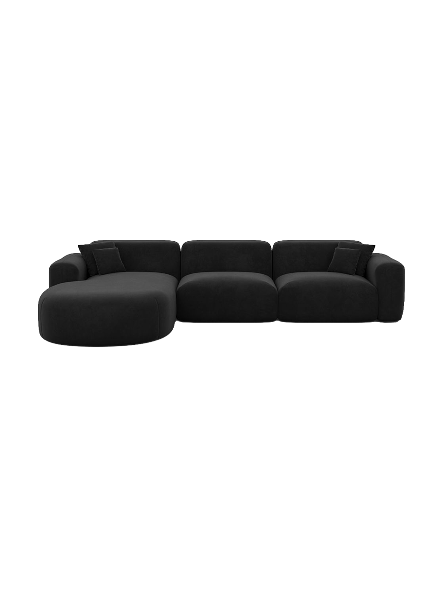
4-Sitzer Design Ecksofa „Aras“ mit Samtbezug - Samtbezug Beige / Eckteil links