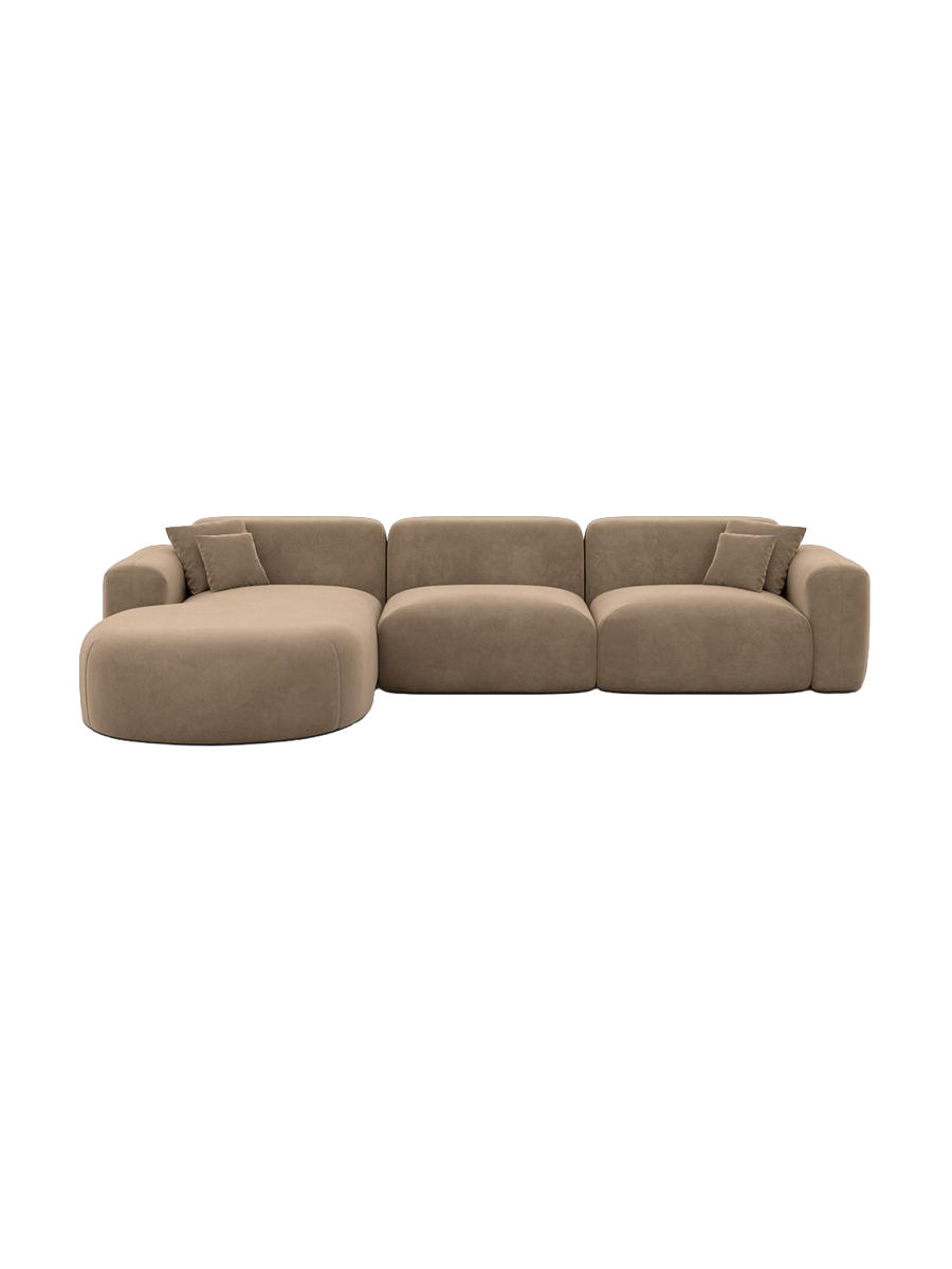 
4-Sitzer Design Ecksofa „Aras“ mit Samtbezug - Samtbezug Beige / Eckteil links