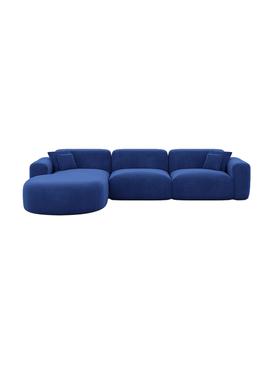 
4-Sitzer Design Ecksofa „Aras“ mit Samtbezug - Samtbezug Beige / Eckteil links