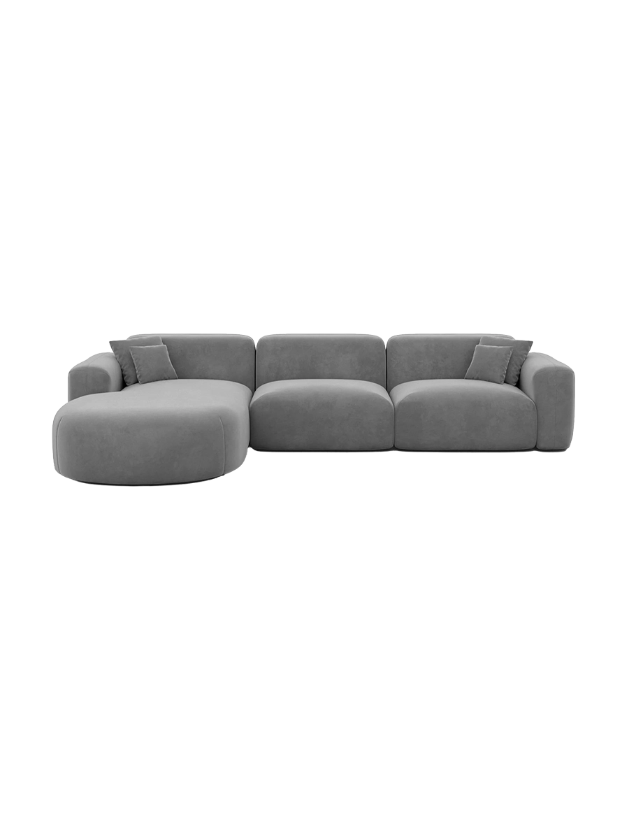 
4-Sitzer Design Ecksofa „Aras“ mit Samtbezug - Samtbezug Beige / Eckteil links