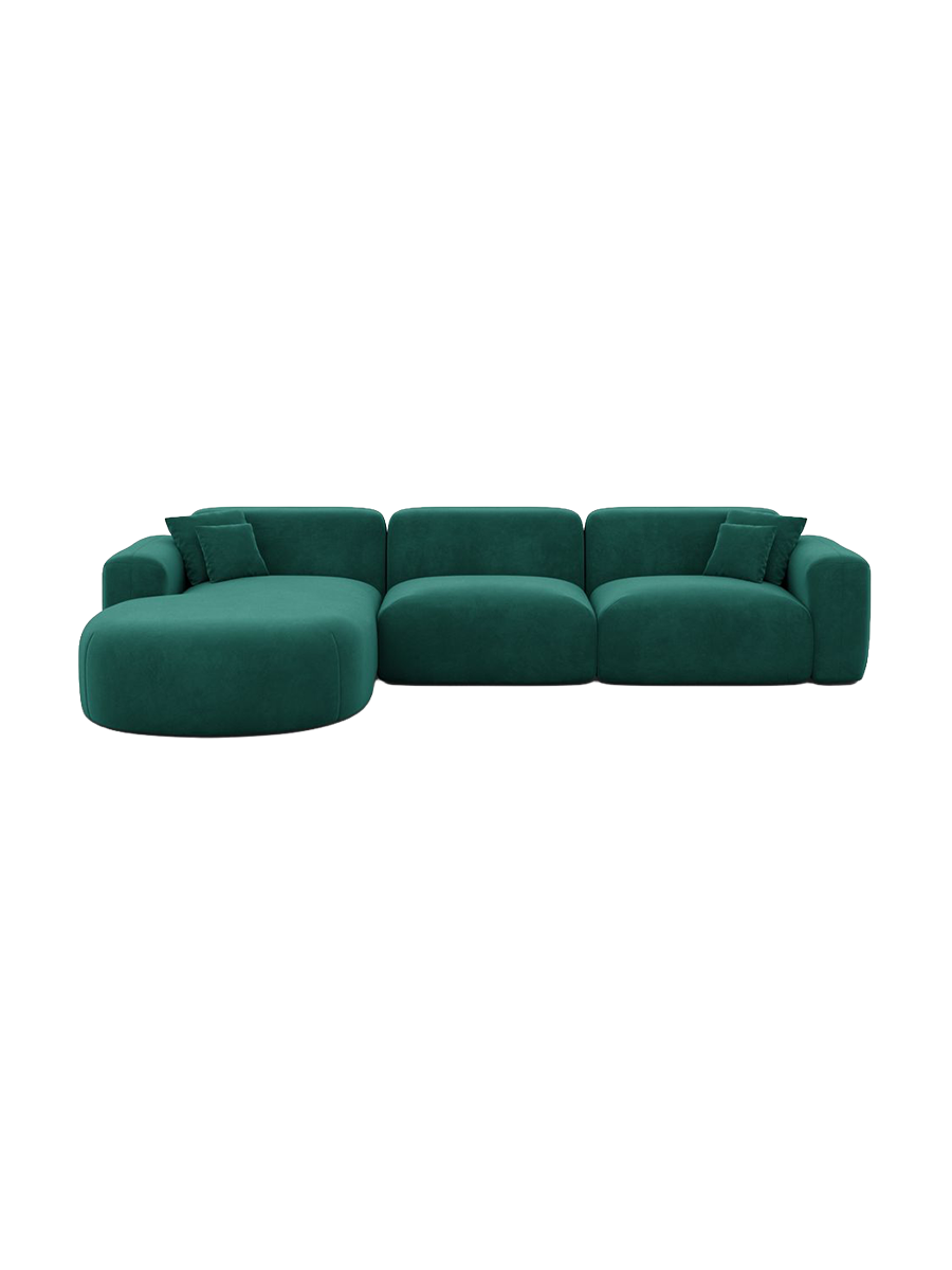 
4-Sitzer Design Ecksofa „Aras“ mit Samtbezug - Samtbezug Beige / Eckteil links