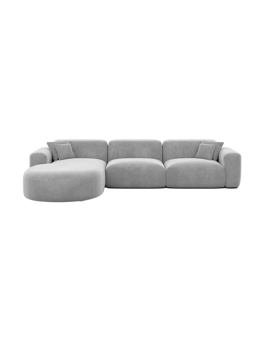 
4-Sitzer Design Ecksofa „Aras“ mit Samtbezug - Samtbezug Beige / Eckteil links