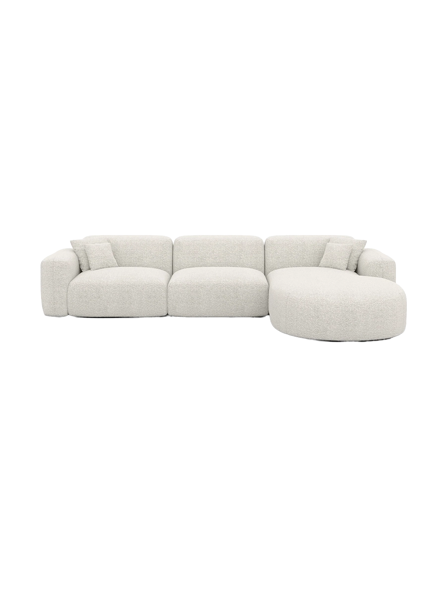 
4-seater designer corner sofa “Aras” with bouclé upholstery - Bouclé Graphite / Left corner section