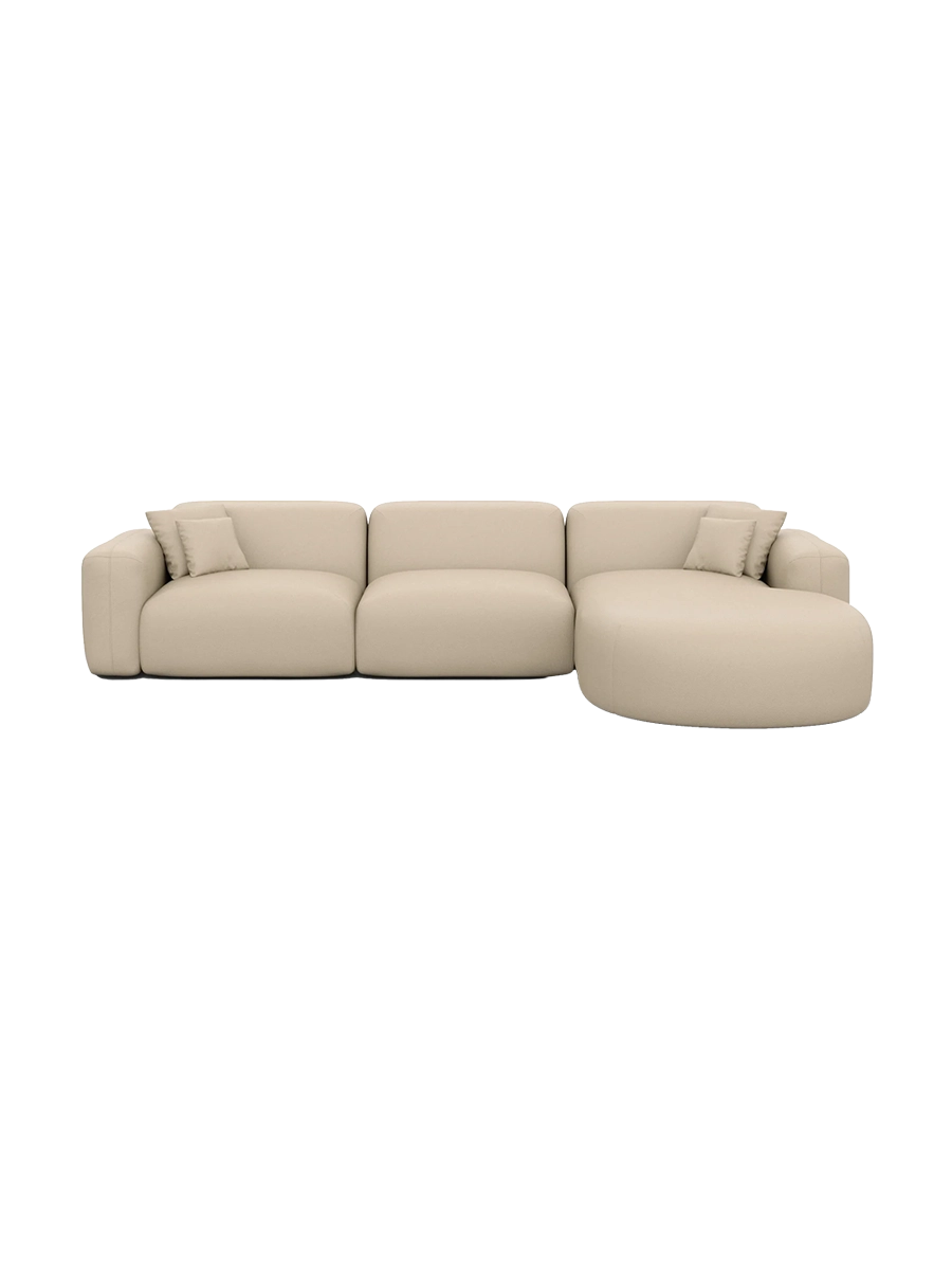 
4-Sitzer Design Echtleder Ecksofa „Aras“ - Echtleder Beige / Eckteil links
