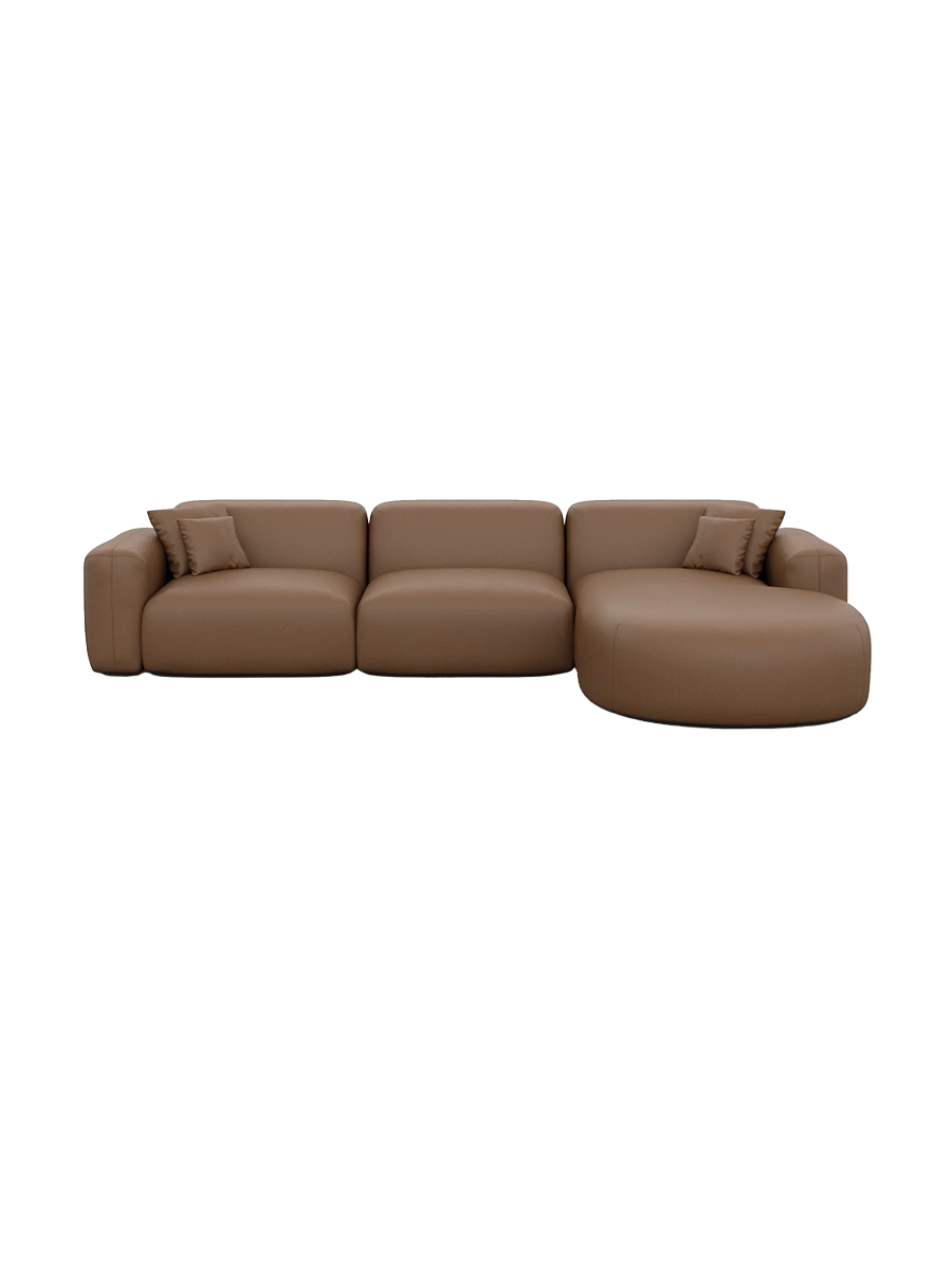 
4-Sitzer Design Echtleder Ecksofa „Aras“ - Echtleder Beige / Eckteil links