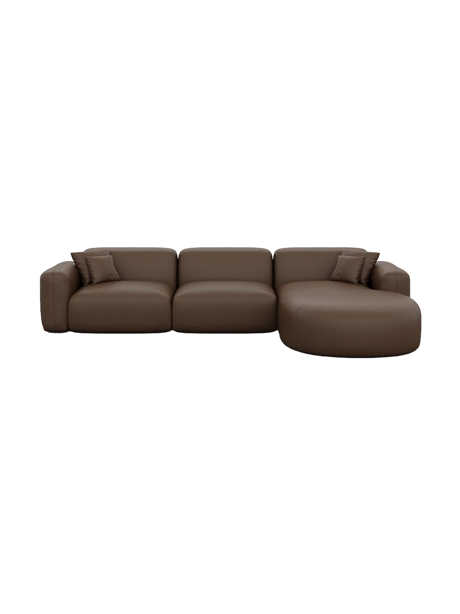 
4-Sitzer Design Echtleder Ecksofa „Aras“ - Echtleder Beige / Eckteil links