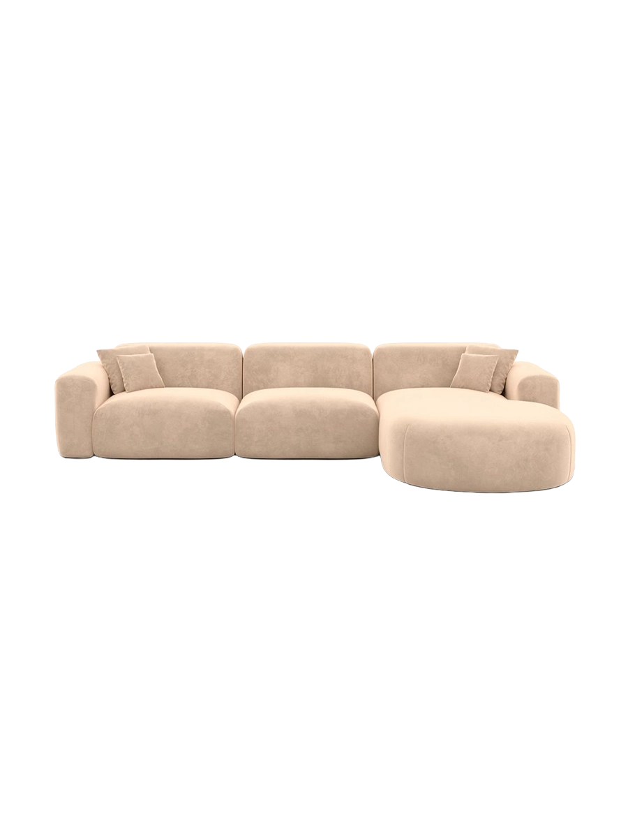 
4-Sitzer Design Ecksofa „Aras“ mit Samtbezug - Samtbezug Beige / Eckteil links