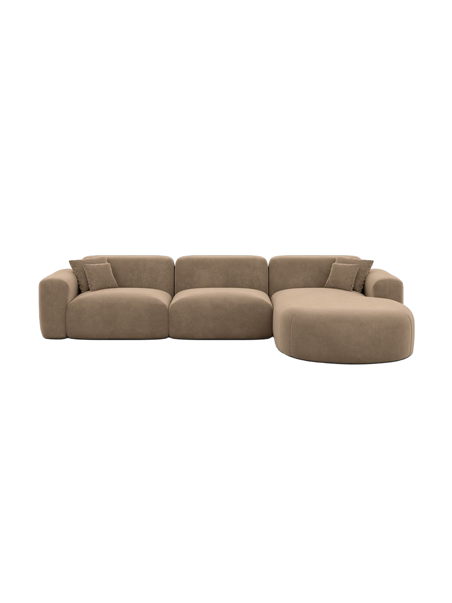 
4-Sitzer Design Ecksofa „Aras“ mit Samtbezug - Samtbezug Beige / Eckteil links