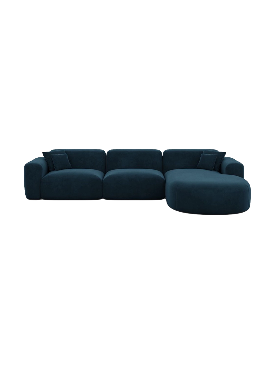 
4-Sitzer Design Ecksofa „Aras“ mit Samtbezug - Samtbezug Beige / Eckteil links